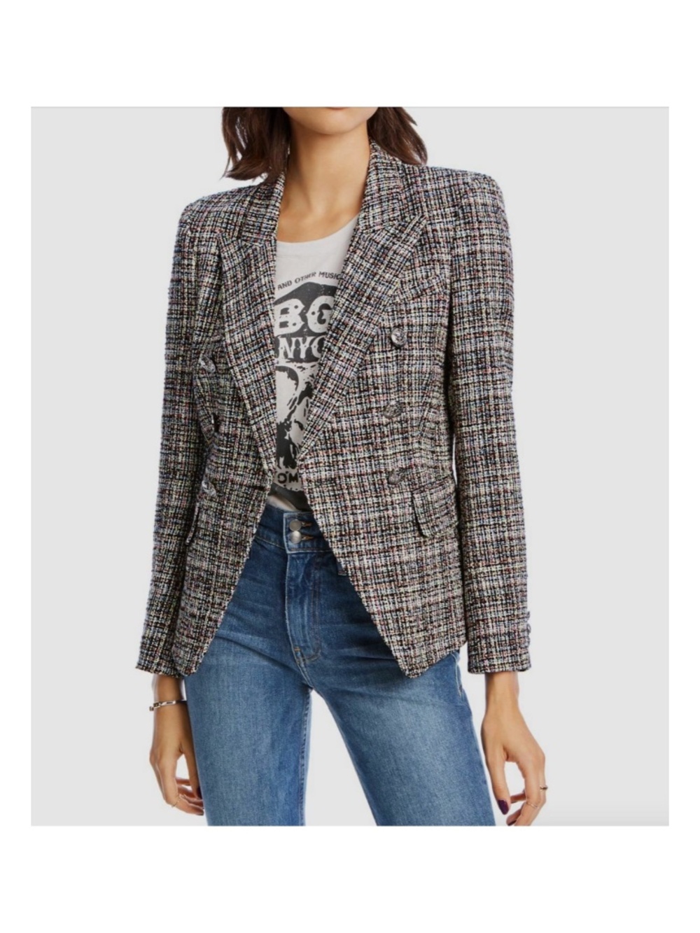 LINI McKenzie Tweed Double Breasted Blazer Multicolor Women’s Size 2